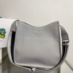 Replica Prada Leather hobo bag 1BC073 Gray39277 - Image 5
