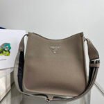 Replica Prada Leather hobo bag 1BC073 Clay Gray39276 - Image 5