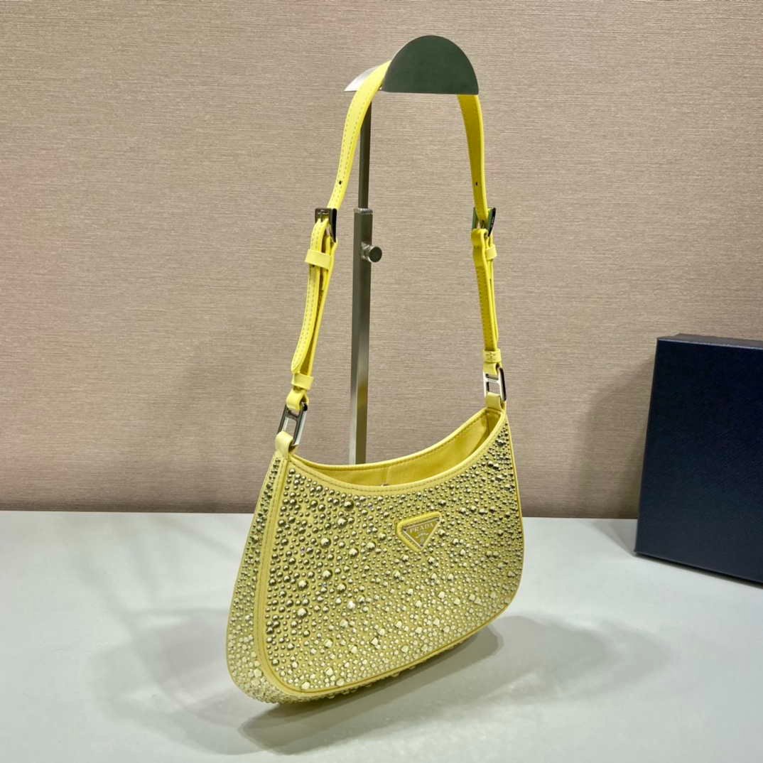 65324e7fe8d37.jpg Replica Prada 1BC169 Prada Cleo satin bag with appliqués Yellow38588 - Image 1