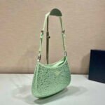 Replica Prada 1BC169 Prada Cleo satin bag with appliqués Green38556