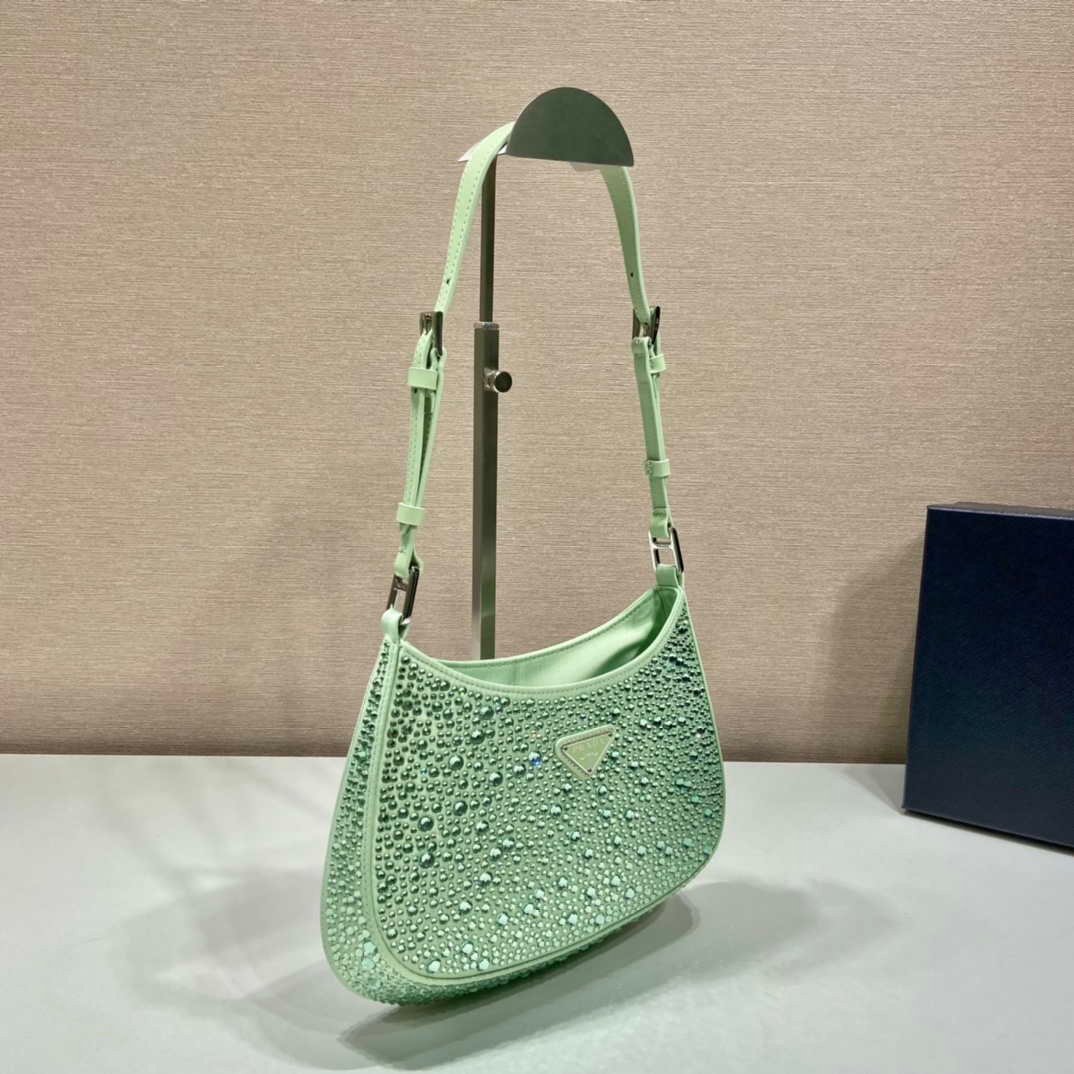 65324e9e57e2e.jpg Replica Prada 1BC169 Prada Cleo satin bag with appliqués Green38556 - Image 1