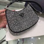 Replica Prada 1BC169 Prada Cleo satin bag with appliqués Black38553