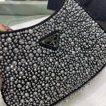 Replica Prada 1BC169 Prada Cleo satin bag with appliqués Black38553 - Image 2