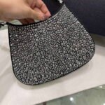 Replica Prada 1BC169 Prada Cleo satin bag with appliqués Black38553 - Image 5