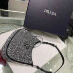 Replica Prada 1BC169 Prada Cleo satin bag with appliqués Black38553 - Image 7