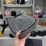 Replica Prada 1BC169 Prada Cleo satin bag with appliqués Black38553 - Image 8
