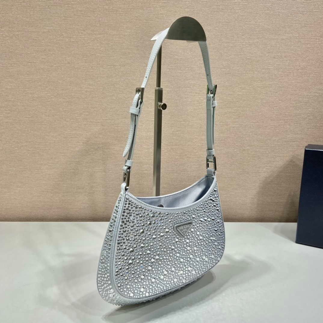 65324eb5c8b27.jpg Replica Prada 1BC169 Prada Cleo satin bag with appliqués White38578 - Image 1