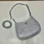 Replica Prada 1BC169 Prada Cleo satin bag with appliqués White38578 - Image 2