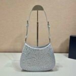 Replica Prada 1BC169 Prada Cleo satin bag with appliqués White38578 - Image 3