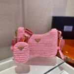 Replica Prada 1BH204 Prada Re-Edition 2005 Raffia Bag in Pink38847