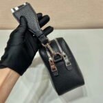 Replica Prada Leather bag with shoulder strap 1BH082 Black40049 - Image 5