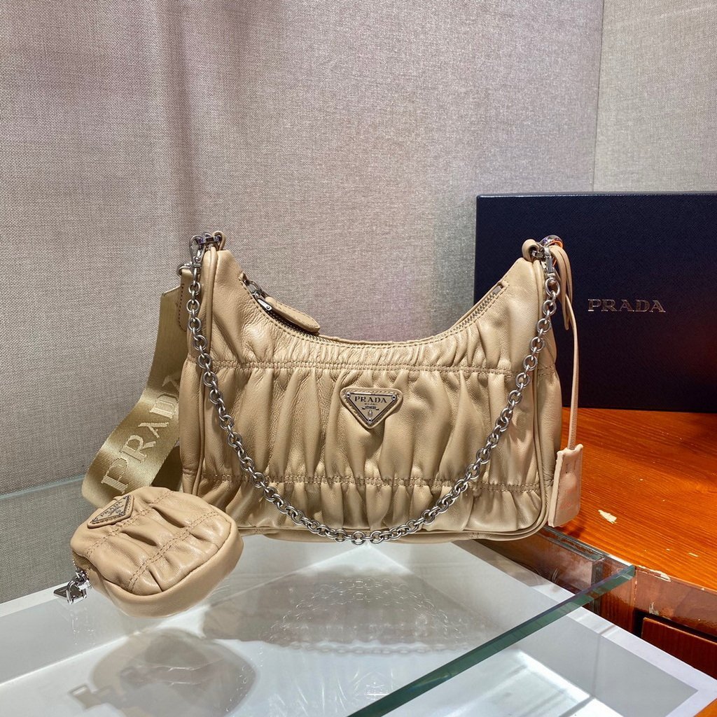 Our Factory offer best Designer HIGH quality replica handbags in cheaper price! Up to 70% discount now. Quality Guarantee! Fast Shipping Worldwide Replica Prada 1BH204 Mini Bags Prada Crossbody Leather bag In Apricot38669 - Image 1