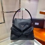 Replica Prada Signaux Nylon and Leather Hobo Bag 1BC160 Black39345