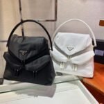Replica Prada Signaux Nylon and Leather Hobo Bag 1BC160 Black39345 - Image 9