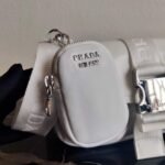 Replica Prada Pocket Nylon and Brushed Leather Bag 1BD295 White39367 - Image 6