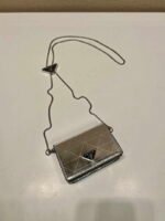 Replica Prada studded card holder with shoulder strap 1MR024 Silver40455 - Image 3