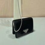 Replica Prada sequins-studded card holder with shoulder strap 1MR024 Black40400