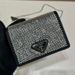 Replica Prada Crystal-studded card holder with shoulder strap 1MR024 Black Crystal39994 - Image 2
