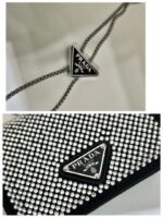 Replica Prada Crystal-studded card holder with shoulder strap 1MR024 Black Crystal39994 - Image 3
