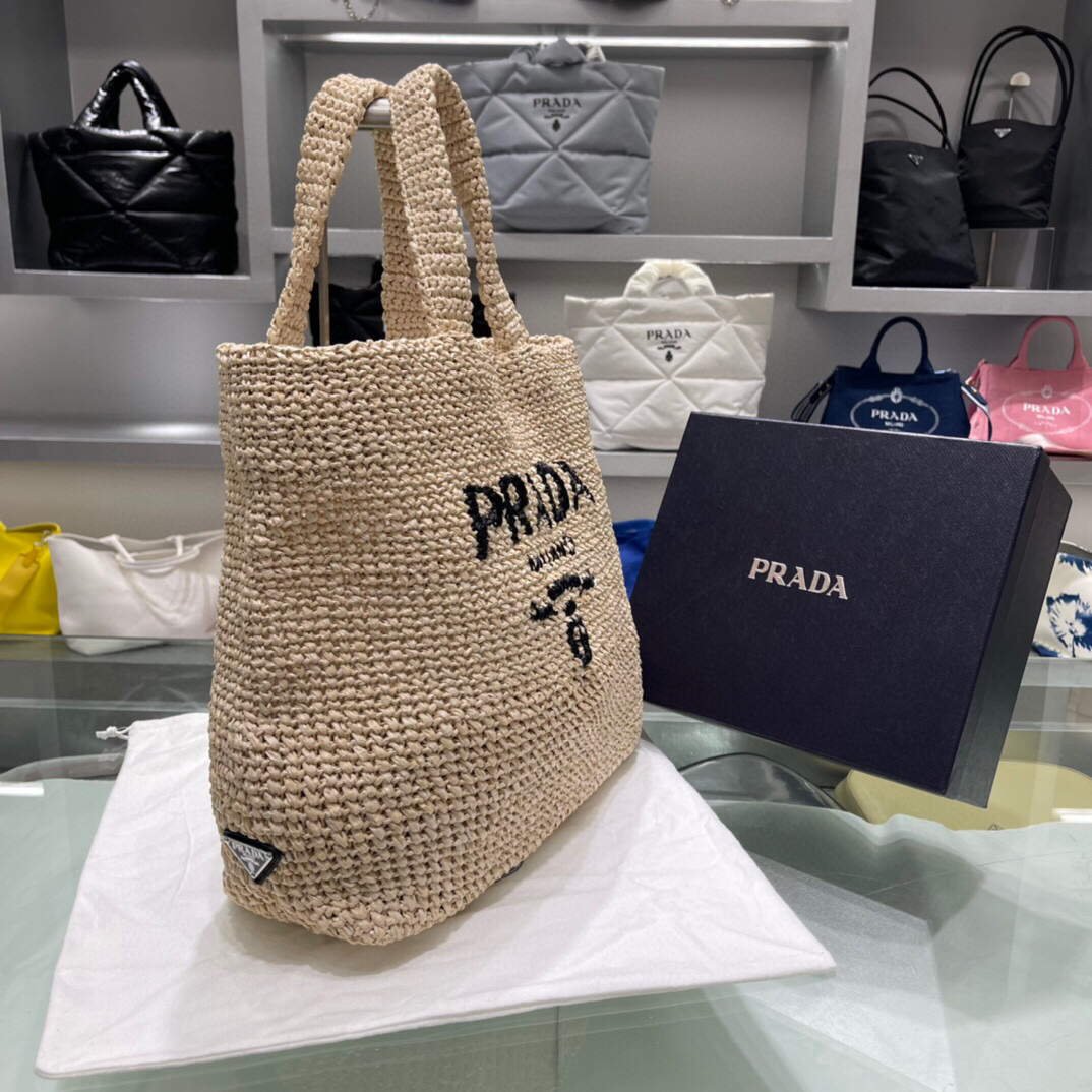 65325326e5933.jpg Replica Prada Small Raffia tote bag 1BG422 Apricot40442 - Image 1