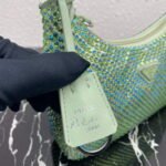 Replica Prada 1NE515 Satin mini-bag with artificial crystals Green39634 - Image 5