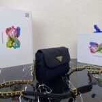 Replica Prada Nylon Vintage Chain rhombus stray Bag 1BD619 Black40190 - Image 2