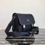 Replica Prada Nylon and Saffiano Leather Bag with Strap 2VD769 Black40161