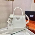 Replica Prada Brushed leather handbag 1BA320 White39925