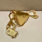 Replica Prada Leather Prada Triangle shoulder bag 1BH190 Gold40110