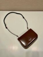 Replica Prada 2VD061 Black Brushed Leather Mini-bag With Shoulder Strap Brown39744