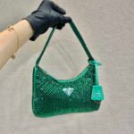 Replica Prada 1NE515 Satin mini-bag with artificial crystals Jade green39644