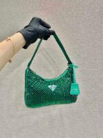 Replica Prada 1NE515 Satin mini-bag with artificial crystals Jade green39644