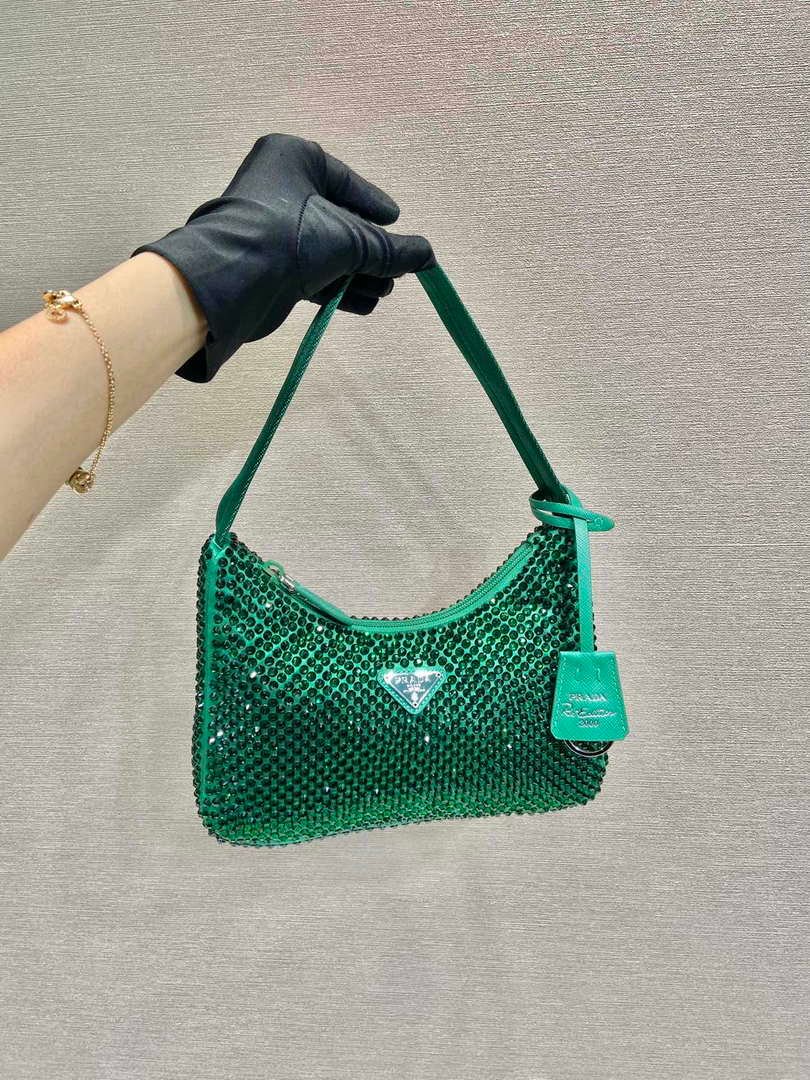 65325b24a6d91.jpg Replica Prada 1NE515 Satin mini-bag with artificial crystals Jade green39644 - Image 1