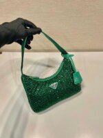 Replica Prada 1NE515 Satin mini-bag with artificial crystals Jade green39644 - Image 2