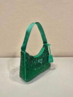 Replica Prada 1NE515 Satin mini-bag with artificial crystals Jade green39644 - Image 3