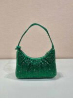Replica Prada 1NE515 Satin mini-bag with artificial crystals Jade green39644 - Image 4