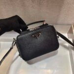 Replica Prada 2VH070 Saffiano Black leather Prada Brique bag39831
