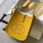 Replica Hermes Evelyne Bag Designer Hermes Mini Crossbody Real Bag 20426 Yellow34528