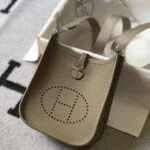 Replica Hermes Evelyne Bag Designer Hermes Mini Crossbody Real Bag 20425 Light Grey34508