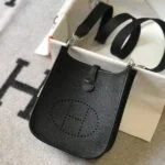 Replica Hermes Evelyne Bag Designer Hermes Mini Crossbody Real Bag 20421 Black34357