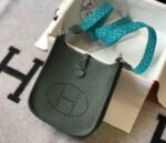 Replica Hermes Evelyne Bag Hermes Mini Crossbody Bag 20412 Silver Buckle Dark Green35304