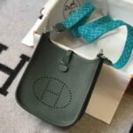 Replica Hermes Evelyne Bag Hermes Mini Crossbody Bag 20412 Silver Buckle Dark Green35304