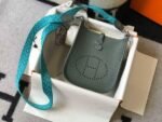 Replica Hermes Evelyne Bag Hermes Mini Crossbody Bag 20412 Silver Buckle Dark Green35304 - Image 2