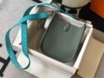 Replica Hermes Evelyne Bag Hermes Mini Crossbody Bag 20412 Silver Buckle Dark Green35304 - Image 3