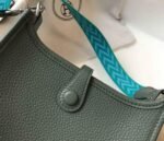 Replica Hermes Evelyne Bag Hermes Mini Crossbody Bag 20412 Silver Buckle Dark Green35304 - Image 5