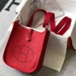Replica Hermes Evelyne Bag Hermes Mini Crossbody Bag 20411 Silver Buckle Dark Red35256