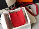 Replica Hermes Evelyne Bag Hermes Mini Crossbody Bag 20411 Silver Buckle Dark Red35256 - Image 2
