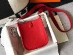 Replica Hermes Evelyne Bag Hermes Mini Crossbody Bag 20411 Silver Buckle Dark Red35256 - Image 3