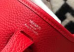 Replica Hermes Evelyne Bag Hermes Mini Crossbody Bag 20411 Silver Buckle Dark Red35256 - Image 6