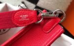 Replica Hermes Evelyne Bag Hermes Mini Crossbody Bag 20411 Silver Buckle Dark Red35256 - Image 7